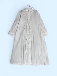 ユニクロ コットンAラインロングシャツワンピース 00ホワイトタグ付き新品