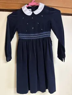familiar ネイビー コーデュロイ ワンピース　襟付き　120