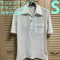 メンズ　夏物　S マンシングウェア70年代古着襟付きTシャツ白のサムネイル