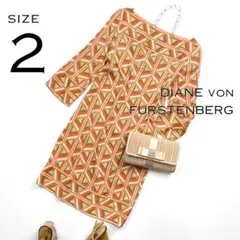 DIANE von FURSTENBERGシルク製ジオメトリック総柄ワンピースM