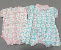 花柄ロンパース 2枚セット　ニシキ　60 70サイズ