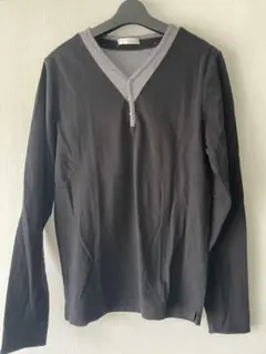 メンズ 長袖 トップス カットソー ブラック Lサイズ