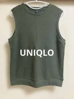 UNIQLO ユニクロ　ワッフルクルーネックベスト　カーキ　オリーブ