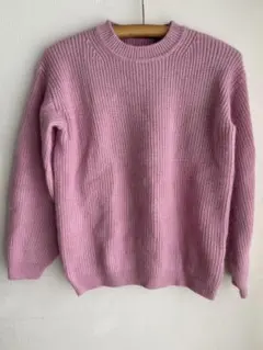 ピンク リブ編み ニットセーター 長袖　　N.