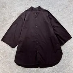 ☆【美品】GALERIE VIE リネン バンドカラープルオーバーシャツ 黒 1 