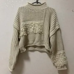 美品 Bonjour Sagan ランダムケーブルショートニット アイボリーのサムネイル