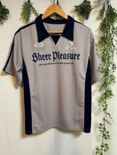 襟付きジャージ 半袖 Tシャツ グレー ネイビー Mサイズのサムネイル