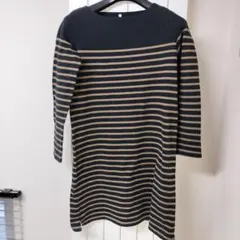 無印良品　レディース　ワンピース　ネイビー×ベージュ　ボーダー