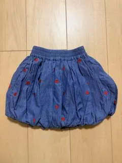 デニムブルー ハート刺繍 バルーンスカート100cmのサムネイル