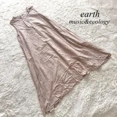 N7【アースミュージックアンドエコロジー】ノースリーブフレアワンピース　麻混合