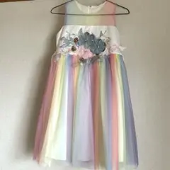 ペールレインボー 140 ドレス 子供 発表会 結婚式 プリンセス フラワー