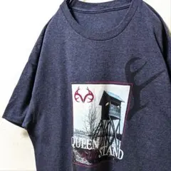 クイーンオブザスタンド プリント Tシャツ グレー 灰色ネイビー紺色 古着のサムネイル