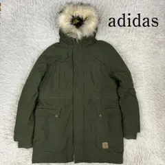 《美品》アディダス adidas フード付ダウンコート メンズ カーキ 2L