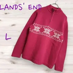 ランズエンド ハーフジップ ノルディック柄 ニットソー カウチン セーター 冬