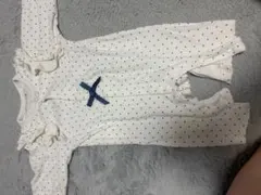 水玉模様ロンパース（白/黒） 60～70cm