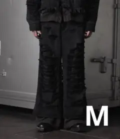 【GRANCY】 スウェットドッキングデザインダメージバギーデニムパンツ 完売品