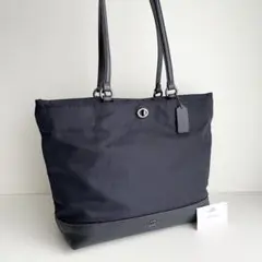 コーチ COACH トートバッグ ナイロン レザーターンロック 濃紺 ほぼ新品のサムネイル