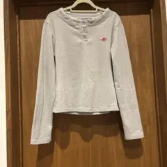 長袖カットソー グレー レースネック