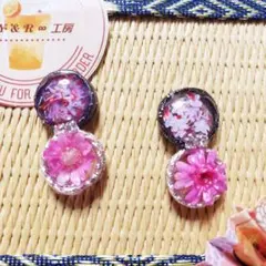 No.59 フラワー ピアス イヤリング アクセサリー pink