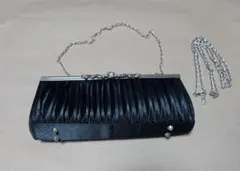 ブラックフォーマルバッグ サテン プリーツデザイン