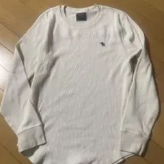 Abercrombie & Fitch 長袖ワッフル　ホワイト　Tシャツ L