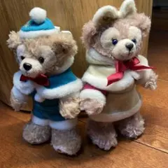 2014 ダッフィーのクリスマス　ダッフィー&シェリーメイ　ぬいぐるみバッジ