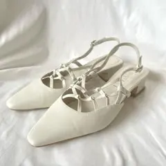 美品★LE TALONルタロン　ソフトメッシュホワイトサンダル　Sサイズ