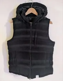 AZUL by moussy フード付きダウンベスト 黒