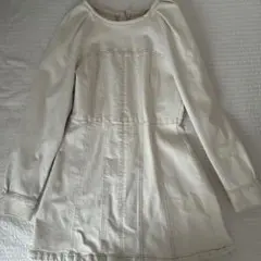 Zara アイボリー 長袖 Aライン ミニワンピース