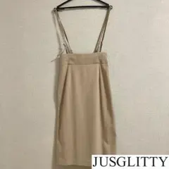 JUSGLITTY 合皮サスペンダー付タイトスカート