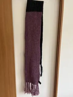 マリメッコ⭐︎マフラー 紫と黒 フリンジ付き