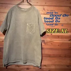 新品 GoodOn ラグラン ポケットTシャツピグメント染めグリーン 10年 