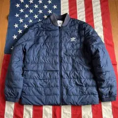 アディダス オリジナルス アシンメトリー ライトダウンジャケット L ネイビー