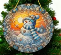 【現品限り】雪だるまの木製ウェルカムボード　クリスマスリースにも