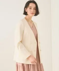 美品 ANAYI アナイ リネンライク ビエラ半袖 ジャケット 38 日本製