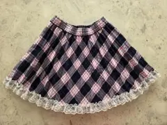 チェック柄レース　プリーツ フォーマル スカート 120cm