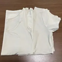 【2枚セット】UNIQLO エアリズム ベージュ タンクトップM ＋ 半袖L