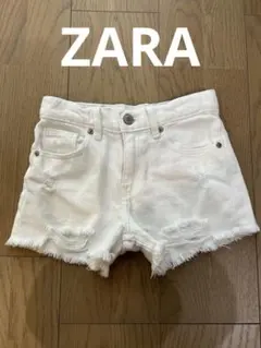 ZARA キッズ　ショートパンツ　ダメージデニム　ホワイト　110cm