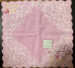 HANAE MORI ハンカチ ピンク 蝶々 刺繍　未使用品　美品のサムネイル