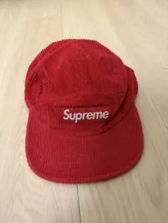 Supreme 赤 コーデュロイキャップ