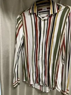 ZARA ザラ ストライプシャツ マルチカラー Mのサムネイル