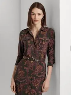 RALPH LAUREN ペイズリー柄ベルト付きラルフローレン　ロングワンピース