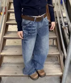 ワイドレッグデニム ブルー Sサイズ y2k