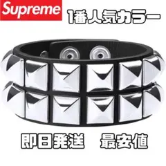 ブラック　Supreme Studded Leather Braceletのサムネイル