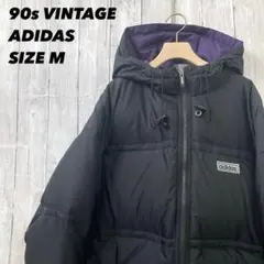 90sビンテージ古着ADIDASアディダス　ダウンジャケット　サイズM黒ブラック