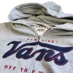 Vans 筆記体　刺繍ロゴ　 ジップアップ　パーカー Mサイズ