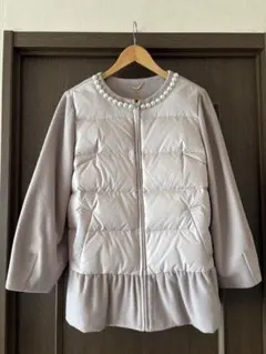 Rose Tiara パール付ノーカラージャケット 大きいサイズ 42