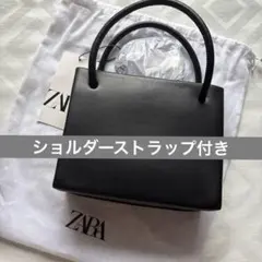 ZARA スクエア　ミニトートバッグ　ショルダーバッグ　ブラック