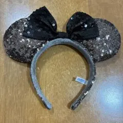 ディズニーシー　ミニー　カチューシャ　スパンコール　ブラック