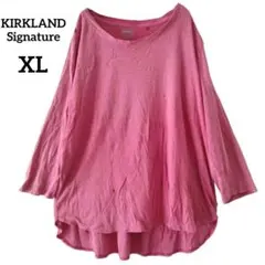 ✨１点物✨五分袖Tシャツ トップス 無地 大きいサイズ ピンク【XL】古着